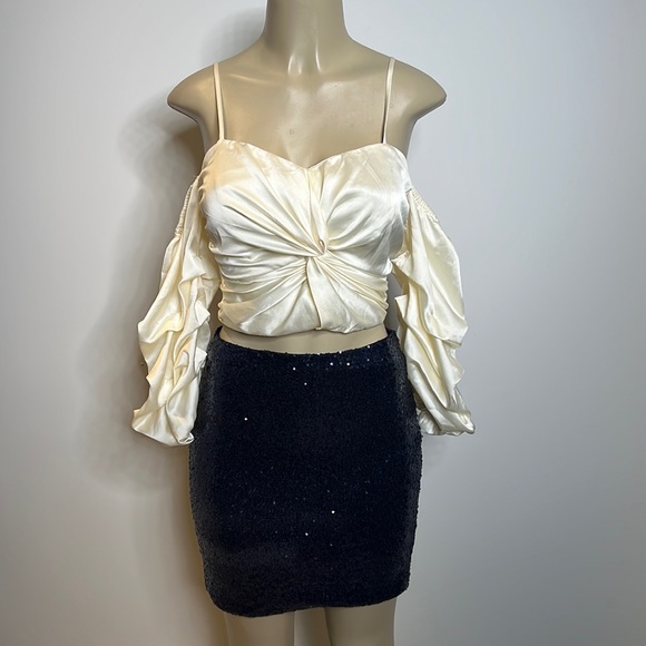 Angl blue sequin midi skirt medium - Picture 1 of 5